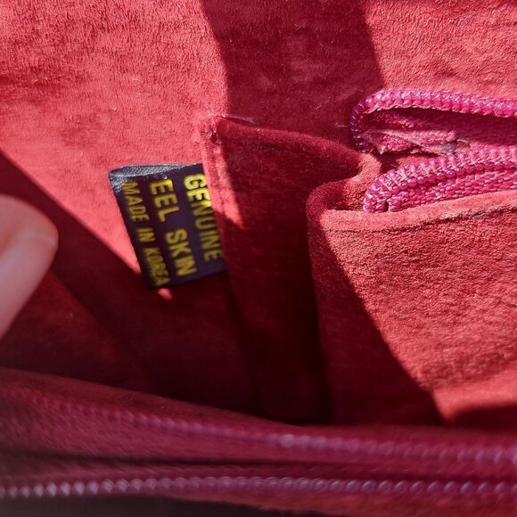 Vintage Red Eelskin Leather Clutch Purse - Picture 5 of 6